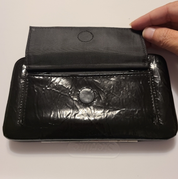Slim Black Clutch Faux Leather Flat Wallet - Picture 6 of 11